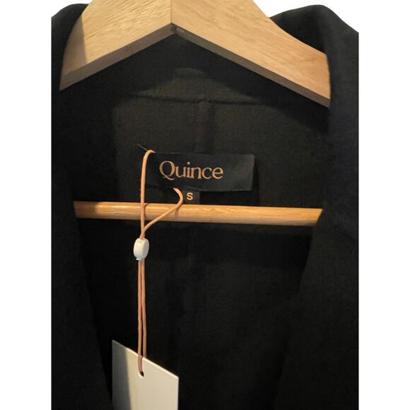 Quince Wm 100% Mongolian Cashmere Double-Faced Wrap Coat Black S MSRP $500 NWT! - Picture 5 of 5